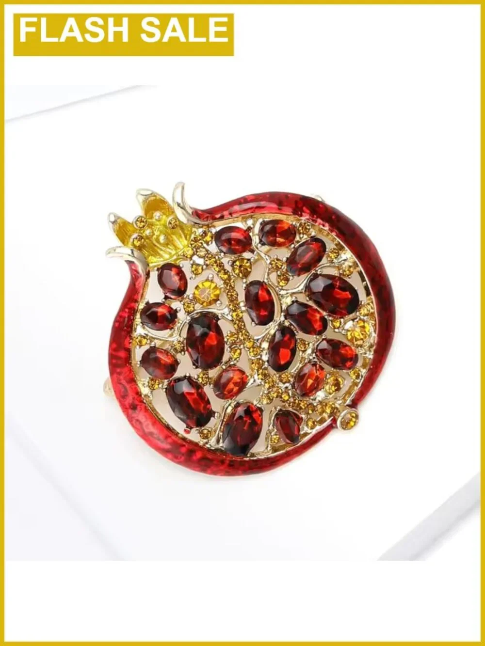 Vintage Gold Pomegranate Brooch Pin 3D Hollow Cubic Zirconia Women's Jewelry